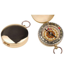 Load image into Gallery viewer, Camping Hiking compass Portable Brass Pocket Golden Navigation for Outdoor Activities Pointing Guide