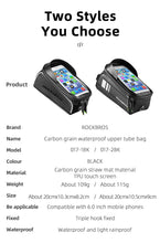 Load image into Gallery viewer, ROCKBROS Bicycle Bag; Waterproof; Touch Screen Cycling; Top Front Frame; 6.5 Phone Case