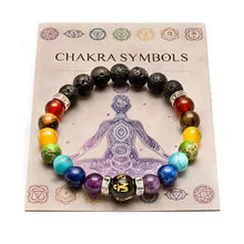 Load image into Gallery viewer, 7 Chakra Bracelet with Meaning Card; Natural Crystal Healing; Yoga Meditation Bracelet Gift