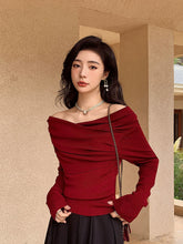 Load image into Gallery viewer, Off-the-Shoulder Women's Homemade off-the-Neck Sweater for Autumn and Winter