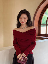 Load image into Gallery viewer, Off-the-Shoulder Women's Homemade off-the-Neck Sweater for Autumn and Winter