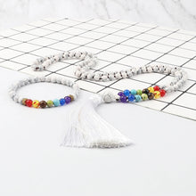 Load image into Gallery viewer, 108 Japamala 7 Chakra Beads Necklace Set Fashion 6mm Howlite Stone Bracelets Handmade Knotted Necklaces Yoga Meditation Jewelry