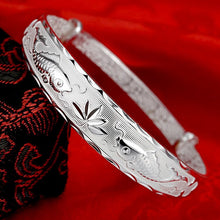 Load image into Gallery viewer, New 999 Sterling Silver Pisces Lotus Bracelet; Bangle for Women