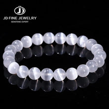 Load image into Gallery viewer, JD Natural White Selenite Stone Bead Bracelet Women Men 100% Real Gypsum Round Stone 6 8 10mm Stretch Bangles Mineral Yoga Gift