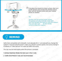 Load image into Gallery viewer, 360 Rotation Following Shooting Mode Gimbal Stabilizer Selfie Stick Tripod Gimbal For iPhone Phone Smartphone Live Photography