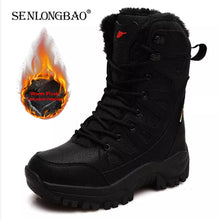 Load image into Gallery viewer, Men&#39;s Winter Warm Plush Fur Snow Boots; Waterproof Leather; Outdoor Non-slip Work Boots
