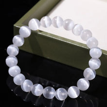Load image into Gallery viewer, JD Natural White Selenite Stone Bead Bracelet Women Men 100% Real Gypsum Round Stone 6 8 10mm Stretch Bangles Mineral Yoga Gift
