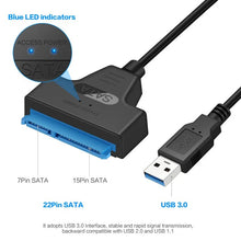 Load image into Gallery viewer, SATA to USB 3.0 / 2.0 Cable Up to 6 Gbps for 2.5 Inch External HDD SSD Hard Drive SATA 3 22 Pin Adapter USB 3.0 to Sata III Cord