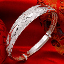 Load image into Gallery viewer, New 999 Sterling Silver Pisces Lotus Bracelet; Bangle for Women