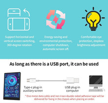 Load image into Gallery viewer, 3.5 / 5 Inch IPS Type-C Secondary Screen Mini Computer USB Display CPU GPU RAM HDD Monitor Freely AIDA64 with Holder Metal Case