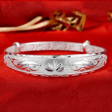 Load image into Gallery viewer, New 999 Sterling Silver Pisces Lotus Bracelet; Bangle for Women
