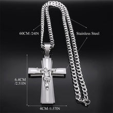 Load image into Gallery viewer, Jesus Cross Necklace; Stainless Steel Chain; Crucifix Religious N2343S05