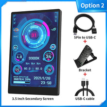 Load image into Gallery viewer, 3.5 / 5 Inch IPS Type-C Secondary Screen Mini Computer USB Display CPU GPU RAM HDD Monitor Freely AIDA64 with Holder Metal Case