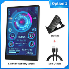 Load image into Gallery viewer, 3.5 / 5 Inch IPS Type-C Secondary Screen Mini Computer USB Display CPU GPU RAM HDD Monitor Freely AIDA64 with Holder Metal Case
