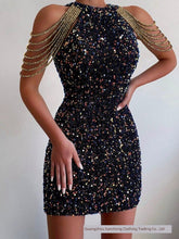 Load image into Gallery viewer, Dress Sexy Crystal Dress Mid-Waist Halter