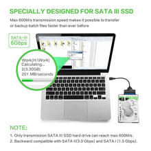 Load image into Gallery viewer, SATA to USB 3.0 / 2.0 Cable Up to 6 Gbps for 2.5 Inch External HDD SSD Hard Drive SATA 3 22 Pin Adapter USB 3.0 to Sata III Cord