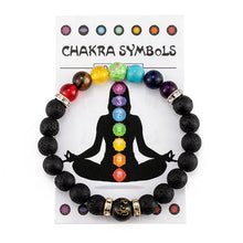 Load image into Gallery viewer, 7 Chakra Bracelet with Meaning Card; Natural Crystal Healing; Yoga Meditation Bracelet Gift