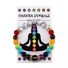 Load image into Gallery viewer, 7 Chakra Bracelet with Meaning Card; Natural Crystal Healing; Yoga Meditation Bracelet Gift