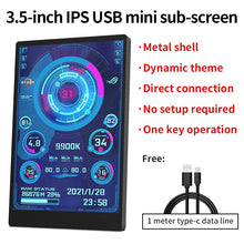 Load image into Gallery viewer, 3.5 / 5 Inch IPS Type-C Secondary Screen Mini Computer USB Display CPU GPU RAM HDD Monitor Freely AIDA64 with Holder Metal Case