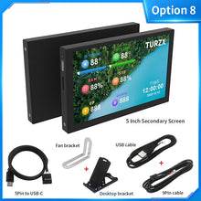 Load image into Gallery viewer, 3.5 / 5 Inch IPS Type-C Secondary Screen Mini Computer USB Display CPU GPU RAM HDD Monitor Freely AIDA64 with Holder Metal Case