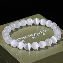 Load image into Gallery viewer, JD Natural White Selenite Stone Bead Bracelet Women Men 100% Real Gypsum Round Stone 6 8 10mm Stretch Bangles Mineral Yoga Gift