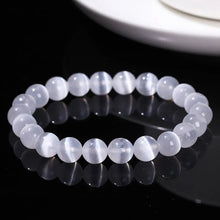 Load image into Gallery viewer, JD Natural White Selenite Stone Bead Bracelet Women Men 100% Real Gypsum Round Stone 6 8 10mm Stretch Bangles Mineral Yoga Gift