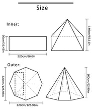 Load image into Gallery viewer, Flame-retardant Pyramid Hot Tent Outdoor Camping Waterproof Teepee Tent 1 Person Tipi Tent Winter Stove Tent with Snow Skirt