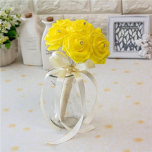 Load image into Gallery viewer, New Arrival 20 Colors Flower Wedding Bouquet with Ribbon Handmade Artificial Crystals Handle Bridal Bouquet Buque de Noiva