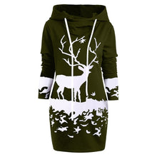 Load image into Gallery viewer, Christmas Dress Women Hooded Long Sleeve Printed Casual