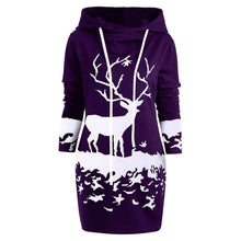Load image into Gallery viewer, Christmas Dress Women Hooded Long Sleeve Printed Casual