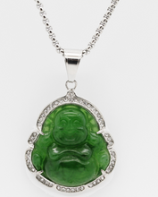 Load image into Gallery viewer, NEW Imperial Green Jades Buddha Inlaid Rhinestone Pendant 1PCS