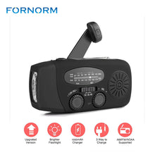 Load image into Gallery viewer, Portable Solar Radio FM Hand Crank Self Powered Phone Charger 3 LED Flashlight AM/FM/WB Radio Waterproof Emergency Survival