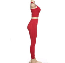 Load image into Gallery viewer, New Women's Solid Color Knit Short Vest + High Waist Sweat Pants Two Piece Set