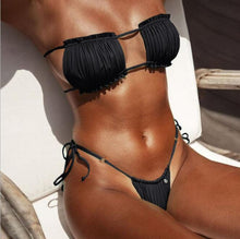 Load image into Gallery viewer, Women's Bra Set Sexy Womans Bathing Suits Push-Up Padded Underwear Striped Print Bathing Suits