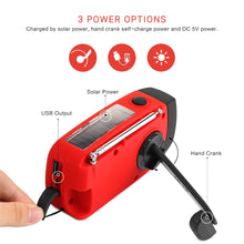 Load image into Gallery viewer, Portable Solar Radio FM Hand Crank Self Powered Phone Charger 3 LED Flashlight AM/FM/WB Radio Waterproof Emergency Survival