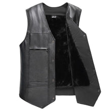 Load image into Gallery viewer, Men's PU Leather Fleece Vest; Large Sizes