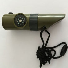 Load image into Gallery viewer, Camping Survival Whistle With Compass Thermometer Flashlight Magnifier
