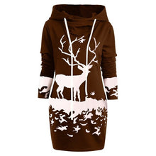 Load image into Gallery viewer, Christmas Dress Women Hooded Long Sleeve Printed Casual