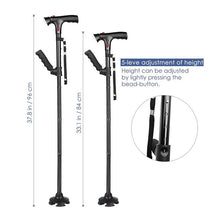 Load image into Gallery viewer, Collapsible Telescopic Cane Folding Crutch LED Lightweight Safety Walking Stick Gifts for The Elder