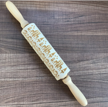 Load image into Gallery viewer, Christmas Engraved Roller Reindeer Snowflake Embossing Rolling Pin Cookies Noodle Biscuit Fondant Cake Dough walek do ciasta FB