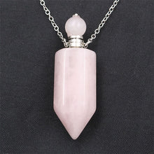 Load image into Gallery viewer, Natural Crystal Hexagonal Perfume Bottle Pendant Necklace Fluorite Pendant Essential Oil Jar Chain Necklace
