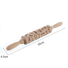 Load image into Gallery viewer, Christmas Engraved Roller Reindeer Snowflake Embossing Rolling Pin Cookies Noodle Biscuit Fondant Cake Dough walek do ciasta FB