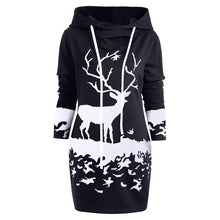 Load image into Gallery viewer, Christmas Dress Women Hooded Long Sleeve Printed Casual