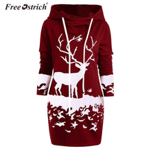 Load image into Gallery viewer, Christmas Dress Women Hooded Long Sleeve Printed Casual