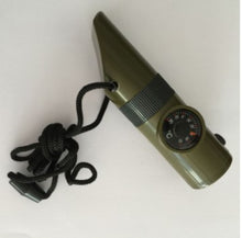 Load image into Gallery viewer, Camping Survival Whistle With Compass Thermometer Flashlight Magnifier
