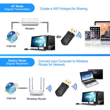 Load image into Gallery viewer, Rocketek 300Mbps wireless USB WiFi adapter/Utral-Fast External wireless wi-fi receiver/Portable network card 802.11n/a/g Dongle