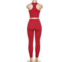 Load image into Gallery viewer, New Women's Solid Color Knit Short Vest + High Waist Sweat Pants Two Piece Set
