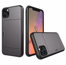 Load image into Gallery viewer, For iPhone 11 Pro Max XS X XR Case Slide Armor Wallet Card Slots Holder Cover For IPhone 7 8 6 6s Plus 5 5s TPU Shockproof Shell