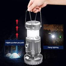 Load image into Gallery viewer, Portable Outdoor LED Camping Lantern With Fan Solar Charge Rechargeable Light Hanging Tent Lamp Fish Flashlight