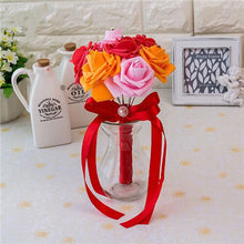 Load image into Gallery viewer, New Arrival 20 Colors Flower Wedding Bouquet with Ribbon Handmade Artificial Crystals Handle Bridal Bouquet Buque de Noiva